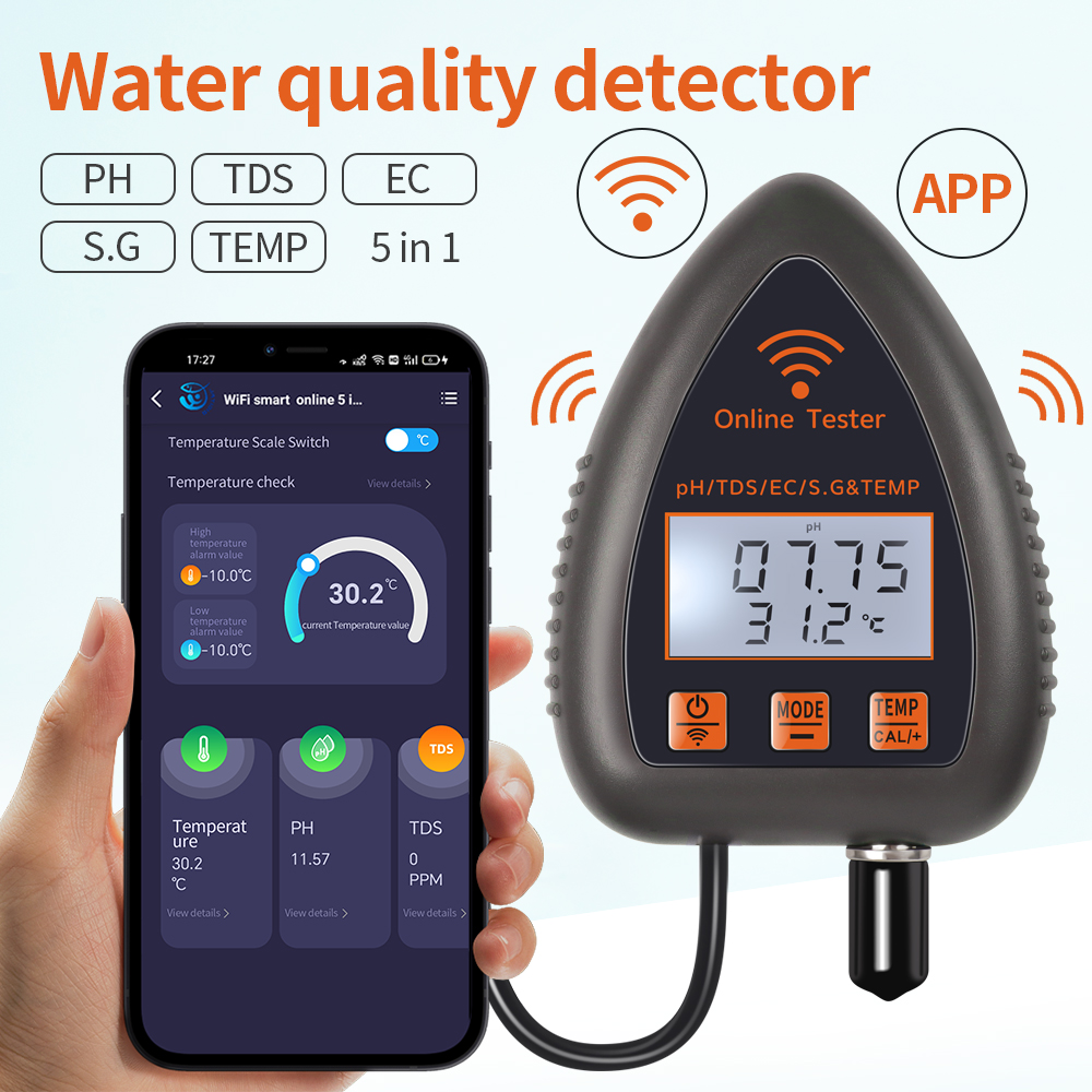 Tuya WiFi 5 in 1 TDS/EC/SALT/S - đánh giá và giá Marine Aquarium Par Meter